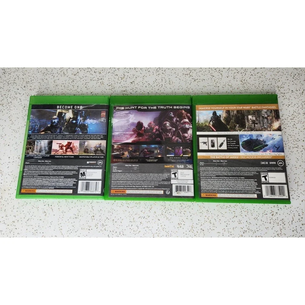 Xbox One Mixed Lot of 3 Video Games Star Wars Battlefront, Halo 5 & Titan Fall 2